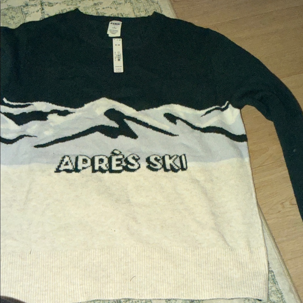 PINK Victoria's Secret Green and Cream Ski Sweater - Picture 4 of 4